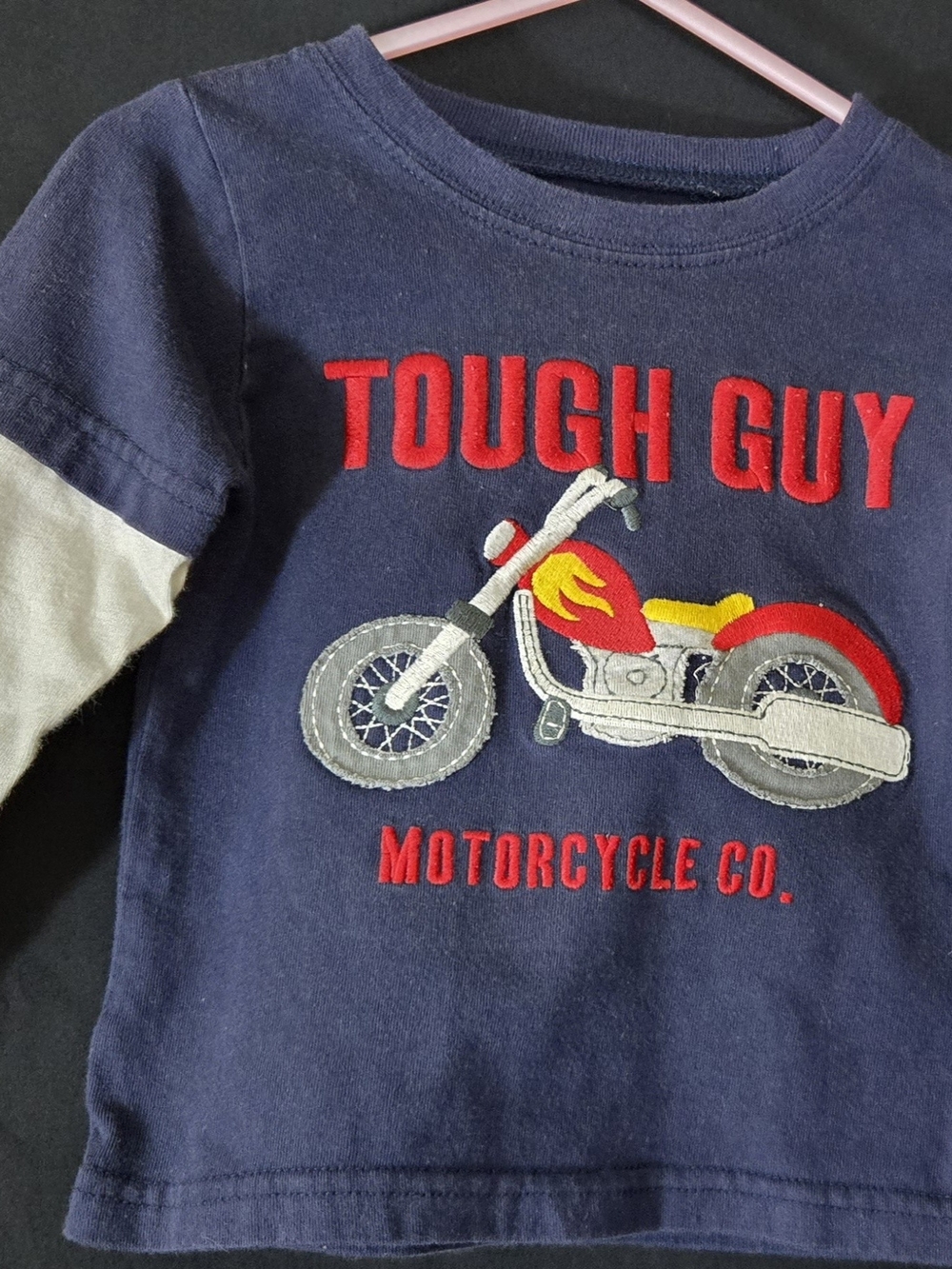 Carter's Navy Long-Sleeve Tee with Red Motorcycle#696 Graphic